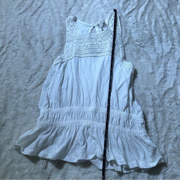 Lucky Brand Size XS White Crochet Lace Peplum Top Tank Cottagecore Coastal Beach - Picture 12 of 13